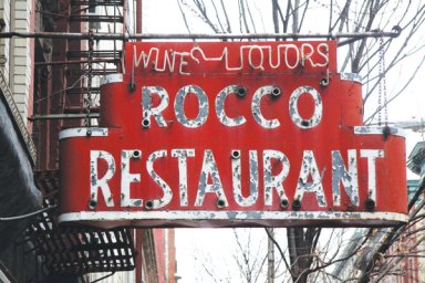 Everything about Rocco was old school, including its weathered sign.