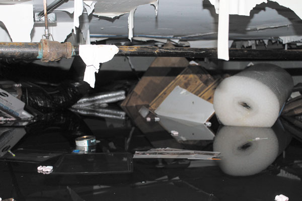 Standing water in the basement of Chelsea's Winkleman Gallery, due to Hurricane Sandy.  Photo courtesy of Winkleman Gallery. 