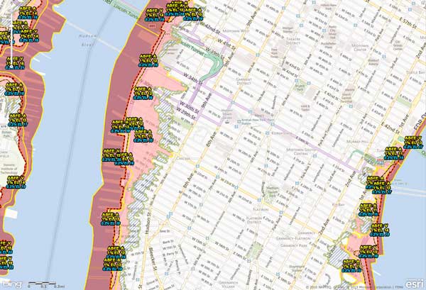 Photo courtesy of FEMA In the Zone: FEMA’s Flood Risk Map puts West Chelsea in Zones A and V.