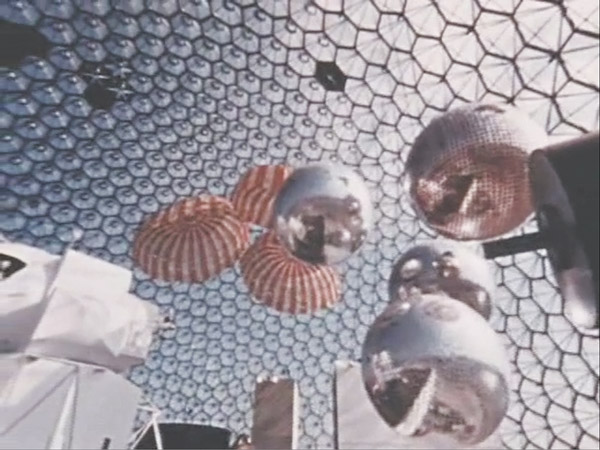 Image courtesy of the artist and apexart Beacon satellites on display in the US Pavilion at Expo67, Montreal. See “Exhibition Space.”  