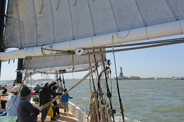 Passengers on the Pioneer May 4, 2013. Downtown Express photo by Terese Loeb Kreuzer.