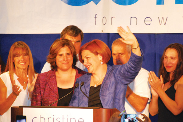 Downtown Express Photo by Donna Aceto Quinn waves to supporters as she concedes defeat in the mayoral race.