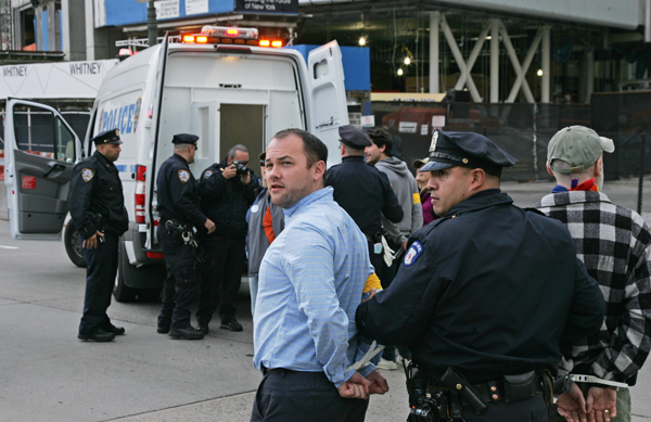 Photo by Sam Spokony Councilmember-elect Corey Johnson was one of 13 people arrested at the Nov. 2 protest.