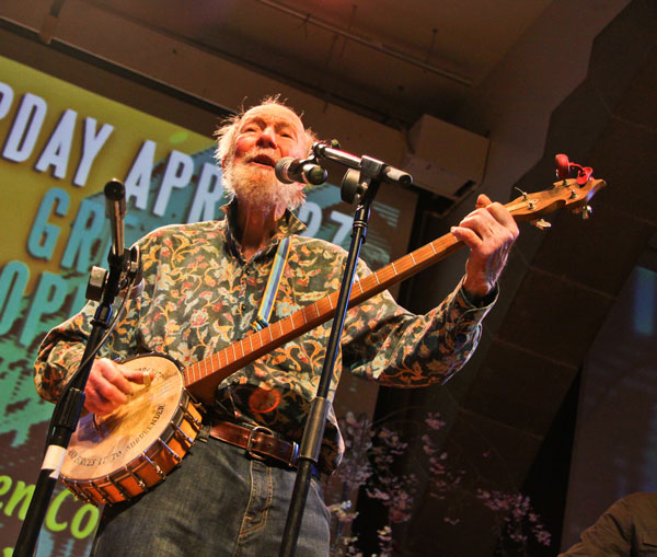 Pete Seeger, the iconoclastic conscience of America, who co-wrote “If I Had a Hammer,” — above, performing at Cooper Union a year ago — died Monday at age 94.   Photo by Tequila Minsky