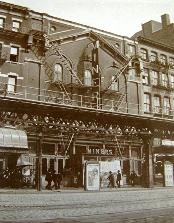 Miner’s Bowery Theatre, 165-167 Bowery.    MUSEUM OF THE CITY OF NEW YORK, COURTESY BOWERY ALLIANCE OF NEIGHBORS