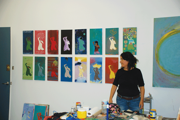 Photo courtesy of the artist Paint what you please, in the studio of Veronique San Leandro — then see the work posted on her website.