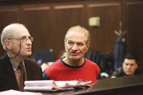 Dennis Guglielmo at his arraignment in Manhattan Criminal Court on Fri., May 2. He is charged with murder and criminal weapon possession.   Photo by Jefferson Siegel