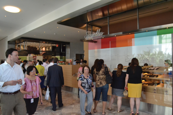 Downtown Express photo by Nicolas Fernandes  Customers crammed into Brookfield Place’s new 300-square-foot gourmet food court Hudson Eats on its official opening day, Tuesday, June 3. 