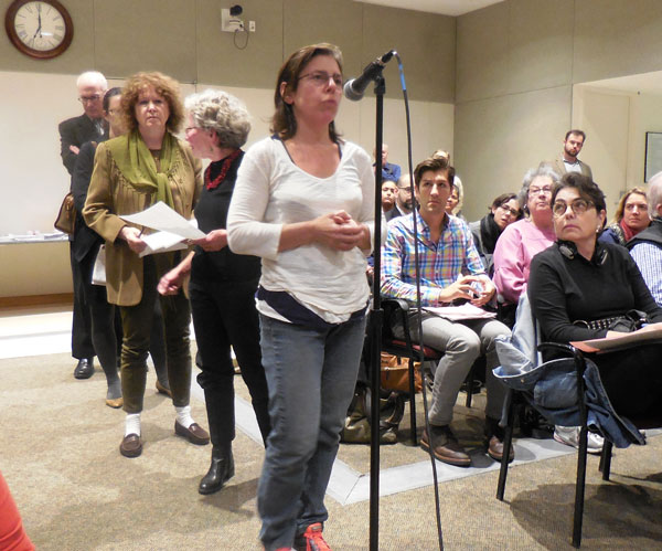 Photo by Eileen Stukane A W. 25th St. resident speaks about living near the Bowery Residents’ Committee facility.