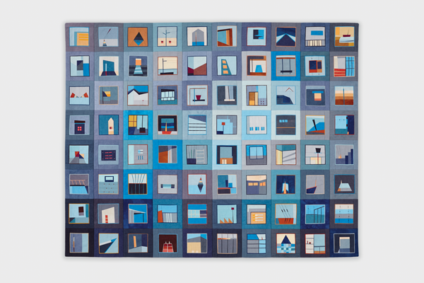 Erin Wilson: “Color Story: Roofline” (2014, 34” X 28”).   Courtesy of the artist and The Art Quilt Gallery 