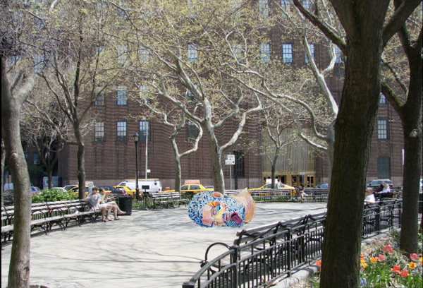 A rendering courtesy of the Parks Dept.  Rendering of what the art will look like in  Tribeca Park.