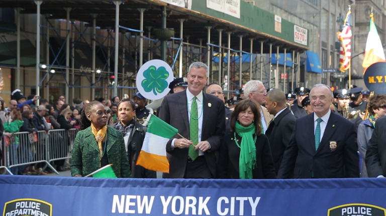 NYC St. Patrick's Day Parade: Mayor de Blasio marches