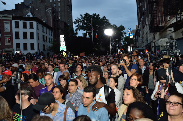 The crowd spilled out from the block of Christopher St., from Waverly Pl. to Seventh Ave. Photo by Donna Aceto.