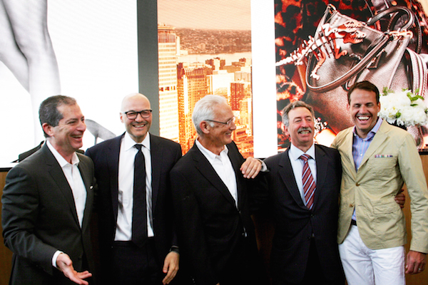 L to R: Todd Kahn, Coach’s Chief Administration Officer, Coach CEO Victor Luis, Senior Director of Facilities Mitchell Feinberg, Jonathan Mechanic, an attorney at Fried Frank, and Louis Minuto, Coach’s Senior Vice President of Global Environments. Photo by Yannic Rack.