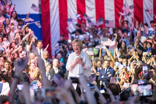 "You like me! You really like me! Or maybe you're just terrified by Donald Trump. Honestly, I don't care as long as I get to be President." Photo via facebook.com/hillaryclinton.