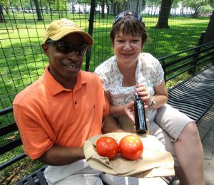 Photo by Tequila Minsky Devout foodies Nate and Debby Harris took the train in from New Haven, Conn., to check out the artisanal wares on offer at the Battery Fair on June 25.