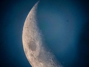 Photo by Milo Hess This view of the moon was snapped through one of the telescopes.