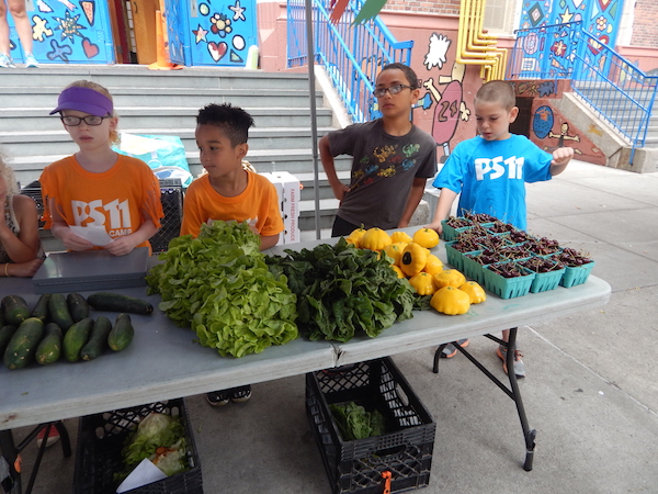 The PS 11 Farm Market is run by students at the elementary school. Photo by Jane Argodale.