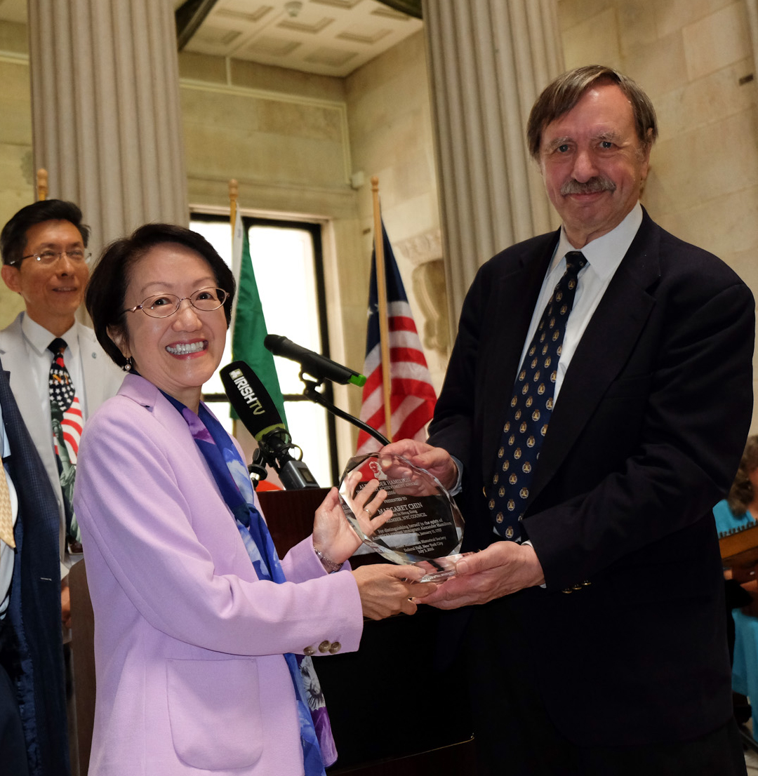 Photo by Tequila Minsky Councilmember Margaret Chin, the first Asian-American woman to be elected to the Council, was one of the recipients of the Lower Manhattan Historical Society’s inaugural Alexander Hamilton Immigrant Achievement Award, which she accepted at Federal Hall on July 3.