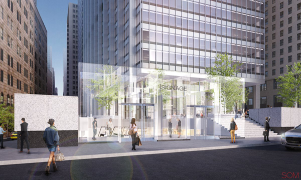 DBox Fosun's request to modify its deed restriction to allow for this glass pavilion over the entrance to its underground retail space at 28 Liberty Plaza caused chaos at Community Board 1's July 26 meeting.