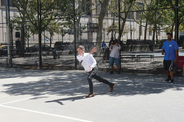 State Senator Brad Hoylman demonstrates non-essential, but nonetheless impressive, job skills. Photo by Malcolm Pinckney, courtesy NYC Parks.