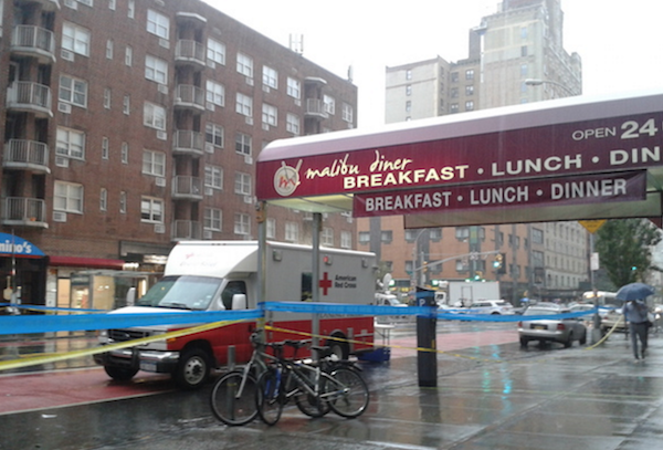 A Red Cross emergency response vehicle, parked outside of the Malibu Diner on Monday morning. | SCOTT STIFFLER 