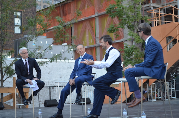 L to R: CNN anchor Anderson Cooper, Related Companies Chairman Stephen Ross, designer Thomas Heatherwick, and landscape architect Thomas Woltz. Photo by Alex Ellefson.