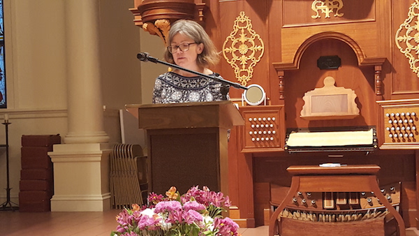 Hannah Albee, one of the workshop's instructor, kicked off the reading. Photo by Dusica Sue Malesevic.