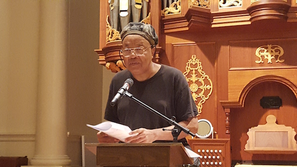 Longtime Chelsea resident Bern Nix read a prose poem. Photo by Dusica Sue Malesevic.