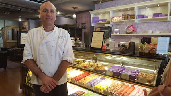 Pascal Goupil, owner of La Maison du Macaron at 132 W. 23rd St., said, “We’ve been so lucky. The bomb container was only 30 feet away.” Photo by Dusica Sue Malesevic.