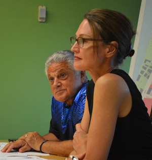 Photo by Alex Ellefson The co-chairs of the Community Board 1 Youth and Education Committee, Tricia Joyce and Paul Hovitz, hear the concerns of parents and educators about the crossing-guard crisis at a recent committee meeting.