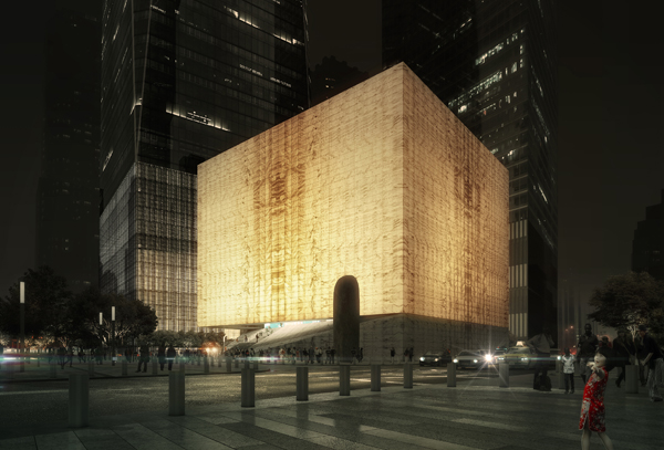 Luxigon The World Trade Center's incoming performing arts center will have a translucent marble facade, allowing sunlight to pass through during the day, and lights from inside to shine out during the night.