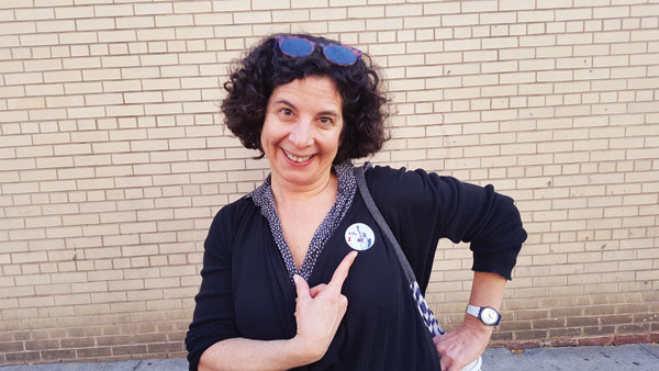 “I think this is an extraordinarily important election, as our character is being put to the test,” said Julie Morgenstern, who voted for Clinton at PS111 in Hell’s Kitchen. Photo by Dusica Sue Malesevic.