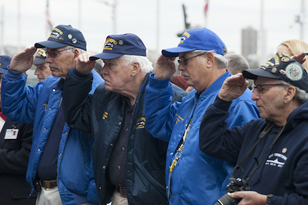 The Intrepid Sea, Air & Space Museum’s Veterans Day ceremony welcomes back former crew members of the Intrepid. Photo by Erika Kapin.