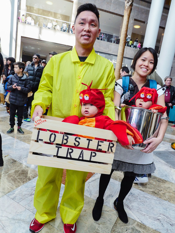 Photo by Milo Hess The Chen family adopted a seafood theme this year, with dad Grant dressed as a lobsterman and mom Janet as a cook, carrying the cutest crustaceans you'll ever see — their 1-year-old twins Alex (in the crate) and Max (in the pot).