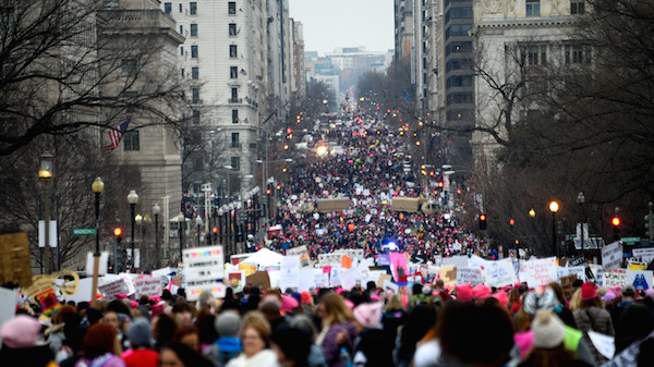 The sheer volume of marchers forced a departure from the planned route. Photo by Donna Aceto.