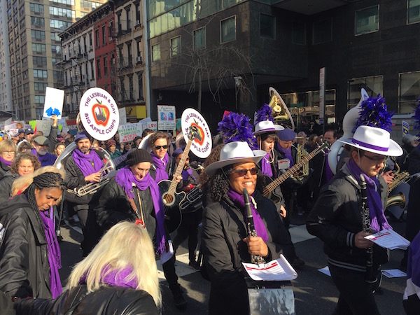 The Gay and Lesbian Big Apple Corps marching band was among those groups represented. Photo by Paul Schindler.