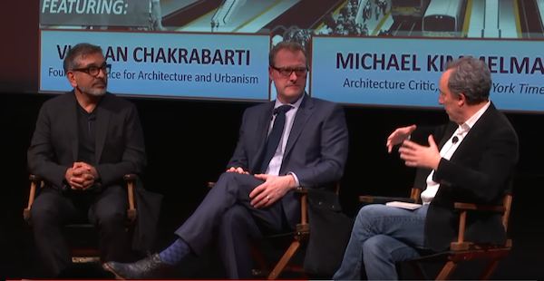 L to R: Vishaan Chakrabarti, Tom Wright, and Michael Kimmelman (a New York Times architecture critic and the forum’s moderator). Photo courtesy CB5.