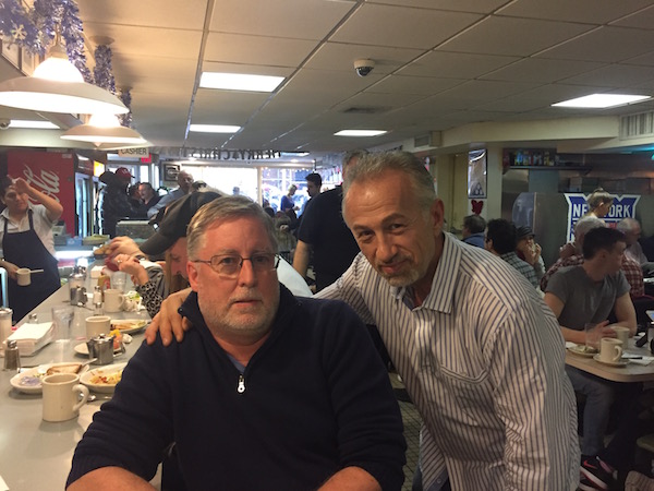 L to R: Richard Prevost had been coming to Evergreen “from the get-go” and quickly forged friendships with its owners, including Tommy Mavrakis. Photo by Dennis Lynch.