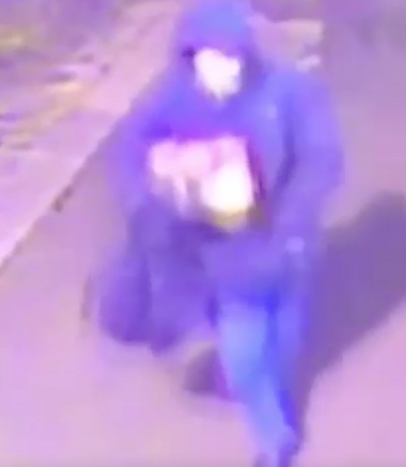 NYPD A blurry surveillance video of the Jan. 2 incident shows the Water St. slasher wearing a blue, hooded parka.