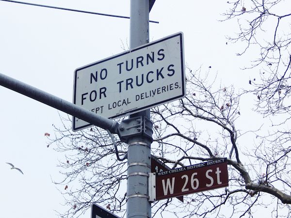 Trucks are restricted on W. 26th St. CB4 wants the city restrict buses as well. Photos by Dennis Lynch.