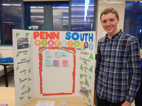 CB4’s Liam Buckley spearheaded efforts to upgrade Penn South’s playground. Photo by Sean Egan.