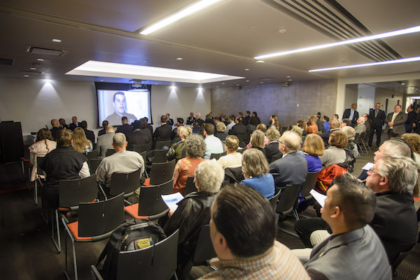 The assembled crowd got a chance to ask questions and meet with the NCOs. Photo by Jordan Rathkopf.