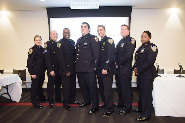 L to R, the officers of the NCO program: Officer Lisa Mitchell, Sergeant William Coyle, Detective Anthony Marion, Officer Matt Maddox, Officer Robert Karl, Officer George Ricker, and Officer Tamarah Pickney. Photo by Jordan Rathkopf.