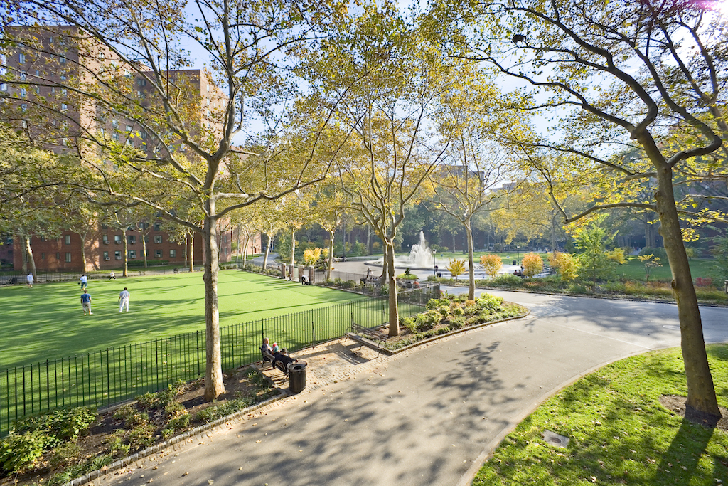 The verdant exterior grounds of Peter Cooper Village and Stuyvesent Town.