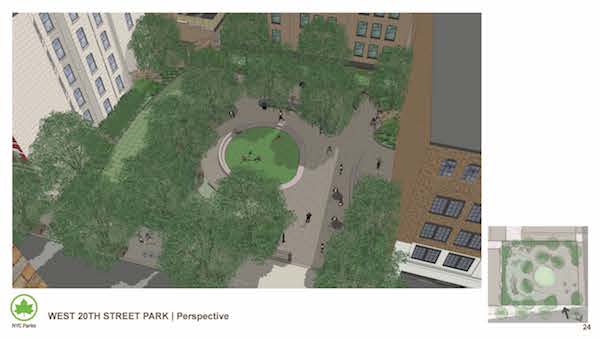 A rendering of the impending 20th Street Park. Image courtesy Friends of 20th Street Park.