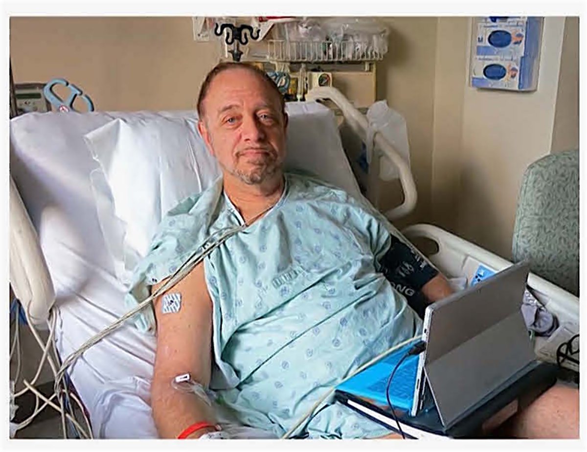 Arthur Schwartz recovering at Beth Israel Hospital this past January after undergoing cardiac surgery. Photo by Maggie Berkvist