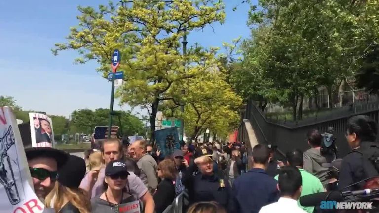 Anti-Trump protesters gather in Manhattan