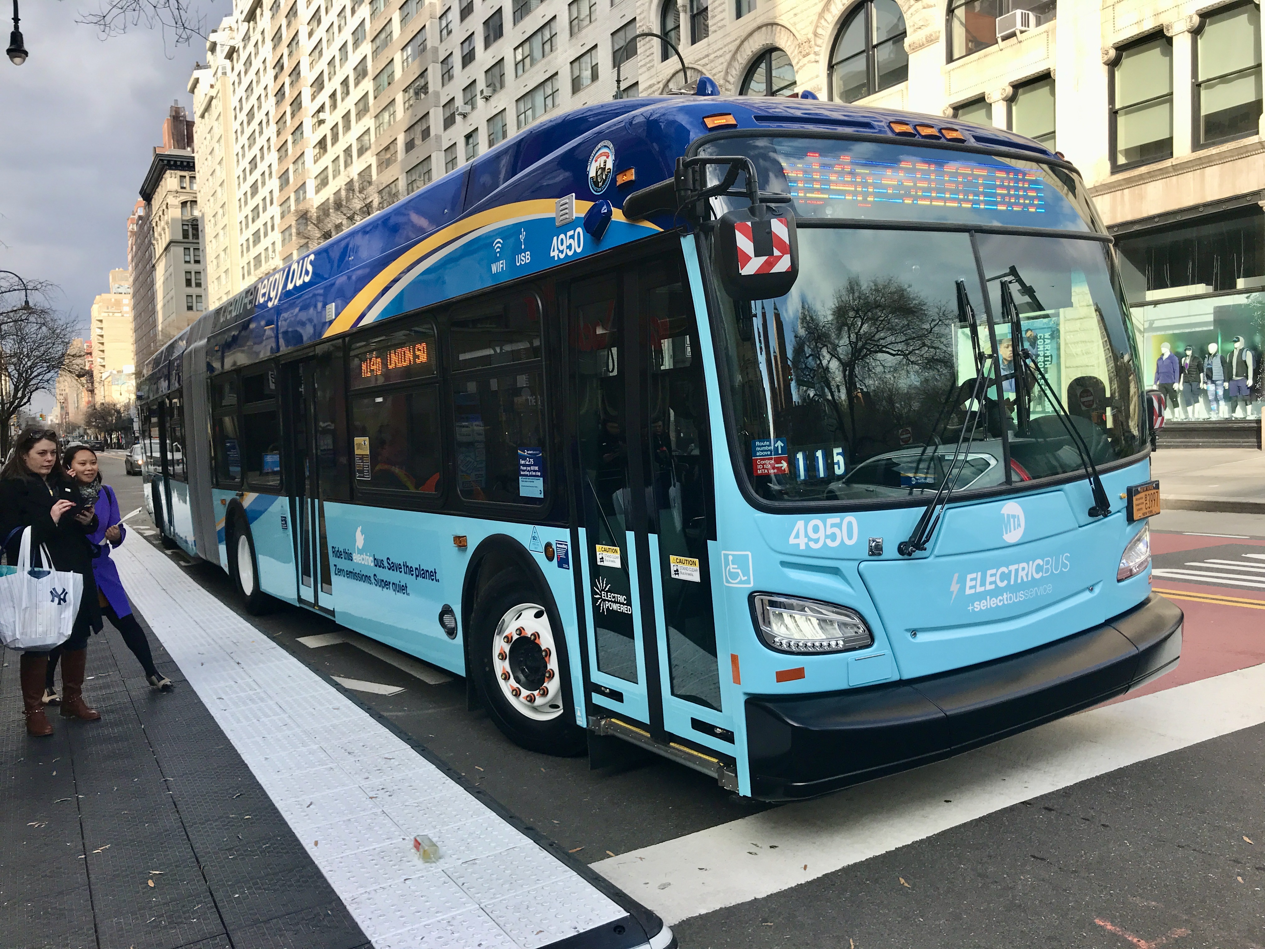 mta blue articulated bus