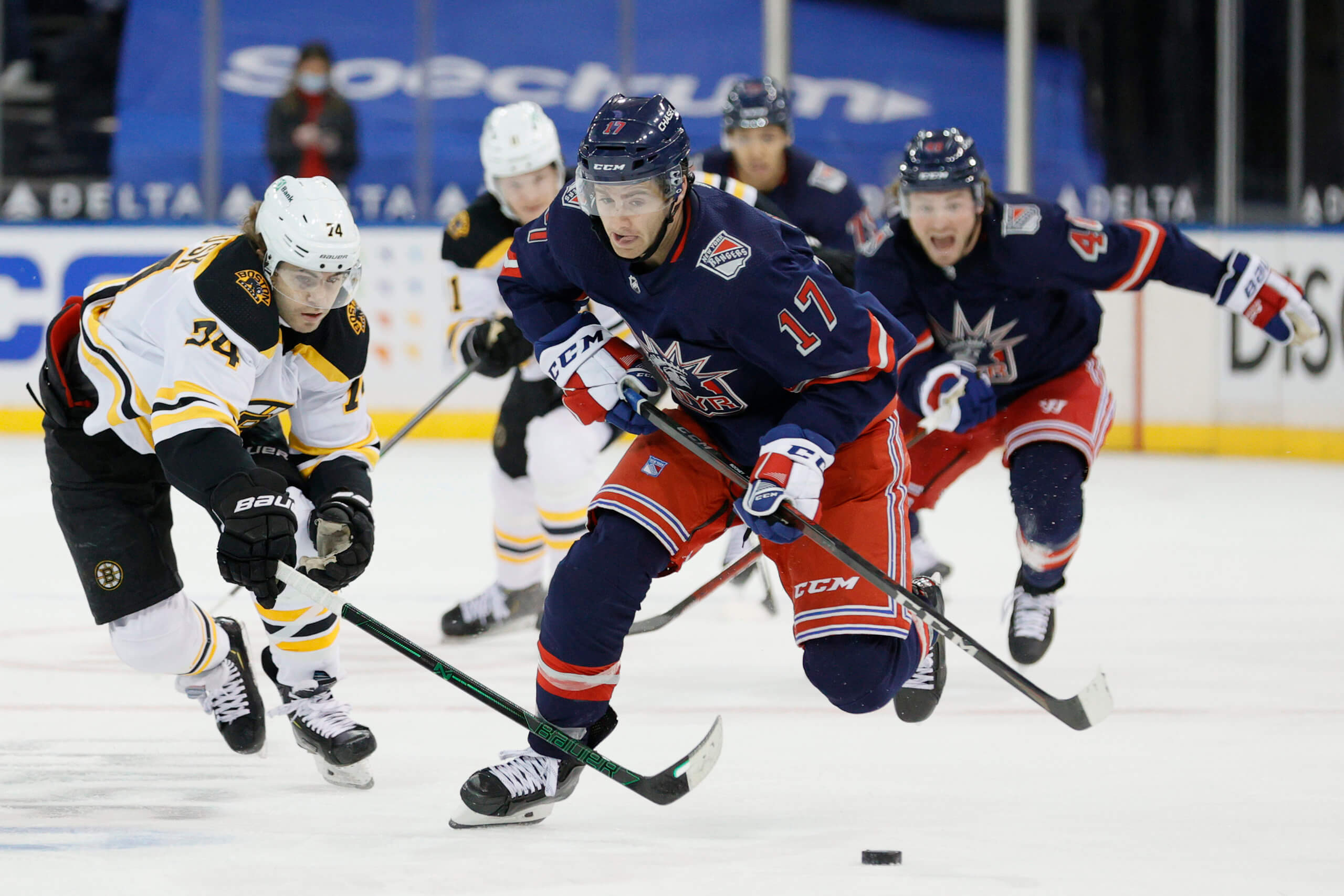 Rangers bowled over by Bruins in 4-1 matinee loss